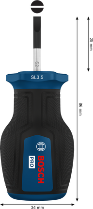 Tua vít ngắn Bosch PRO SL 0.6 x 3.5 x 25 mm.